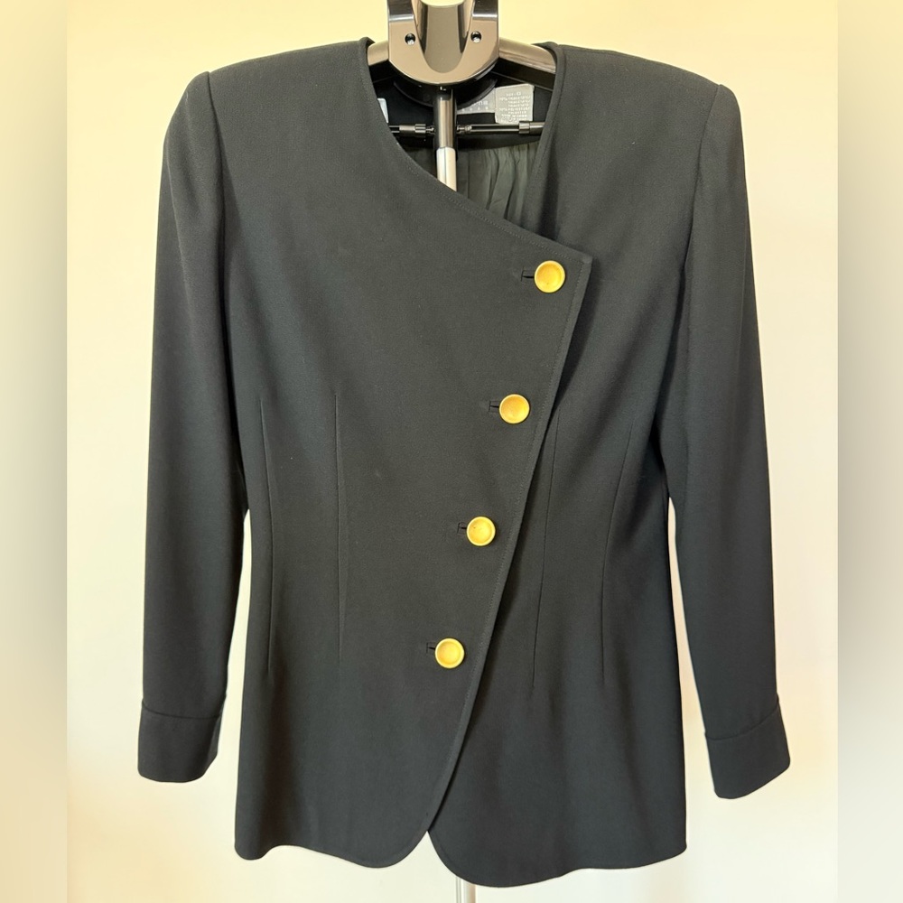 90s Liz Claiborne Asymmetrical Blazer with Gold buttons